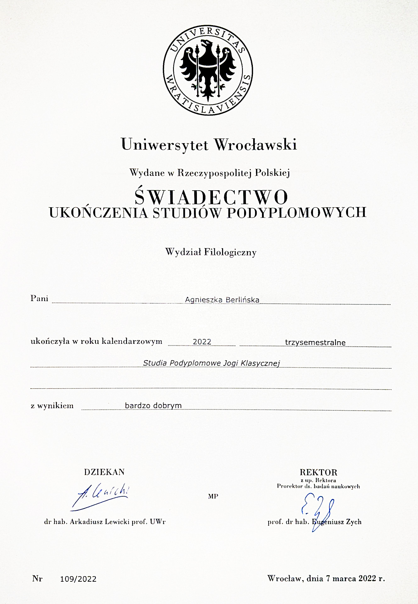 Dyplom Joga Klasyczna